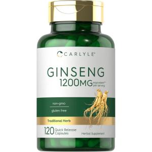 imageCarlyle Ginseng Extract Supplement  120 Capsules  1200mg  Pills for Men ampamp Women  NonGMO and Gluten Free