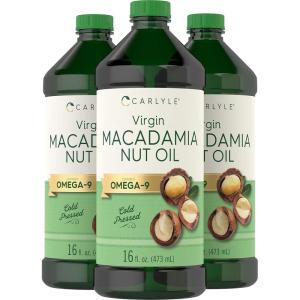 imageCarlyle Macadamia Nut Oil  3 x 16 oz Bottles  Premium Cold Pressed  Food Grade  Vegetarian NonGMO Gluten Free  Virgin Oil  Safe for Cooking Great for Hair and Skin