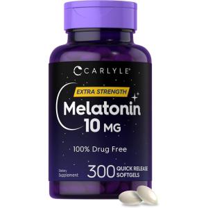 imageCarlyle Melatonin 10mg  300 Softgels  Extra Strength Support for Adults  NonGMO Gluten Free Supplement