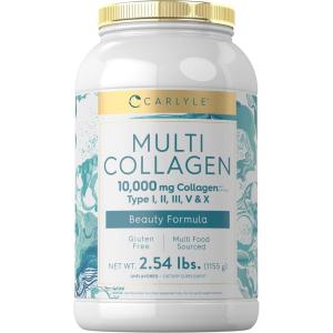imageCarlyle Multi Collagen Peptides Powder 40 oz  10000 mg  Type I II III V ampamp X  Collagen Peptides Supplement with Protein  Multi Food Sourced Collagen  Gluten Free