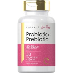 imageCarlyle Prebiotic and Probiotic for Women  50 Billion Active Organisms Per Serving  50 Capsules  Vegetarian Supplement for Women