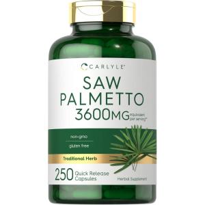 imageCarlyle Saw Palmetto for Men and Women  3600 mg  250 Capsules  Herb Extract Supplement  Serenoa Repens  NonGMO and Gluten Free