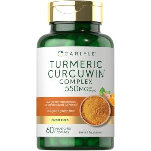 imageCarlyle Turmeric Supplement 550mg  60 Capsules  CurcuWin Extract Complex  Vegetarian NonGMO Gluten Free