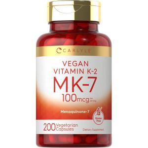 imageCarlyle Vitamin K2 MK7 Supplement  100 mcg  200 Vegan Capsules  Menaquinone7  NonGMO Gluten Free