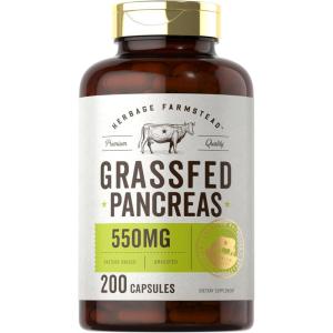 imageCarlyle Grass Fed Beef Pancreas  550mg  200 Capsules  Desiccated Pasture Raised Bovine Supplement  NonGMO Gluten Free  by Herbage Farmstead