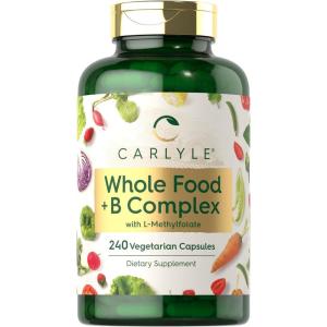 imageCarlyle B Complex with Whole Food Blend Formula  240 Capsules  Plus LMethylfolate  NonGMO ampamp Vegetarian Supplement