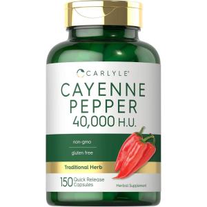 imageCarlyle Cayenne Pepper Capsules  40000 HU  NonGMO and Gluten Free Supplement