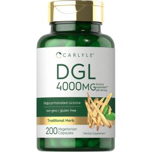imageCarlyle DGL Deglycyrrhizinated Licorice Capsules  200 Count  4000mg  Vegetarian NonGMO ampamp Gluten Free Supplement