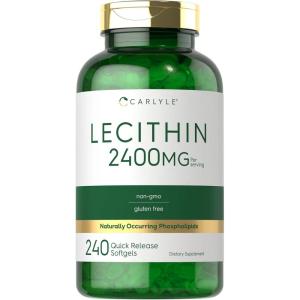imageCarlyle Lecithin Supplement  2400mg  240 Softgel Capsules  with NaturallyOccuring Phospholipid  NonGMO Gluten Free