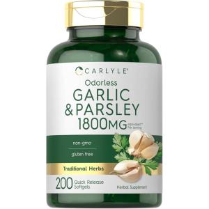 imageCarlyle Odorless Garlic ampamp Parsley 1800mg  200 Softgels  NonGMO Gluten Free Supplement200 Count Pack of 1