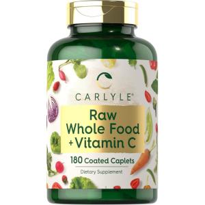 imageCarlyle Raw Whole Foods VIT C  180 Coated Caplets  Dietary Supplement  Vegan NonGMO ampamp Gluten Free
