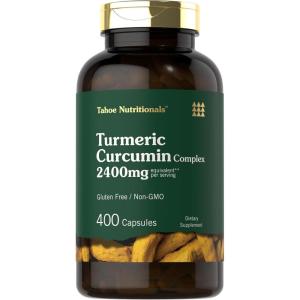 imageTahoe Nutritionals Turmeric Curcumin Supplement  2400mg  400 Capsules  Extract Complex  NonGMO Gluten Free