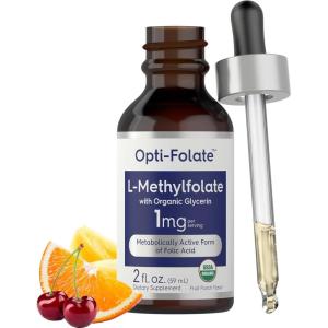 imageCarlyle LMethylfolate Drops 1mg  2 Fl Oz  with Organic Glycerin  Liquid Sublingual Supplement  Fruit Punch Flavor  Vegetarian NonGMO