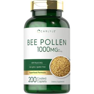imageCarlyle Bee Pollen Supplement  1000mg  200 Caplets  with Royal Jelly and Bee Propolis  for Men and Women  Vegetarian NonGMO Gluten Free