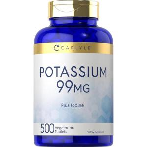 imageCarlyle Potassium Supplement  99 mg  500 Tablets  Plus Iodine  Vegetarian NonGMO and Gluten Free