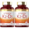 imageCarlyle Vitamin K2 D3 Supplement  300 Softgels  200mcg K2 MK7 ampamp 10000 IU D3  NonGMO Gluten Free300 Count Pack of 2