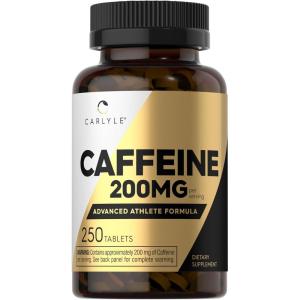 imageCarlyle Caffeine Pills 200mg  250 Tablets  Advanced Athlete Formula  Vegetarian NonGMO ampamp Gluten Free Supplement