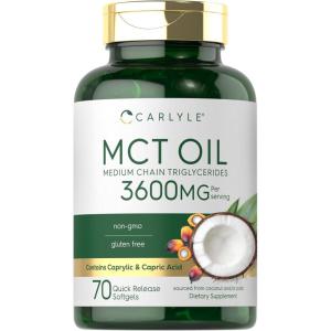 imageCarlyle MCT Oil Capsules  3600mg  70 Softgels  Keto Coconut Oil  with Caprylic ampamp Capric Acid  NonGMO and Gluten Free Supplement