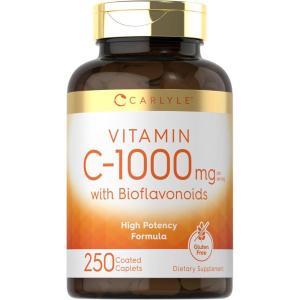 imageCarlyle Vitamin C 1000mg with Bioflavonoids  250 Caplets  with Rose HIPS  Vegetarian NonGMO Gluten Free Supplement
