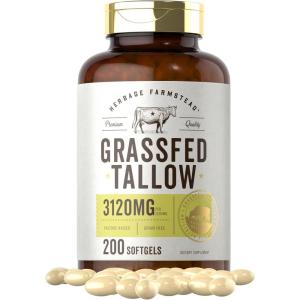image:imageCarlyle Grass Fed Beef Tallow 3120mg  200 Softgel Capsules  Pasture Raised Bovine Supplement  NonGMO Gluten Free  by Herbage Farmstead
