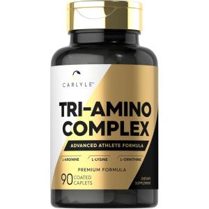 image:imageCarlyle TriAmino LArginine LOrnithine LLysine Supplement  90 Caplets  Vegetarian NonGMO Gluten Free90 Count Pack of 1