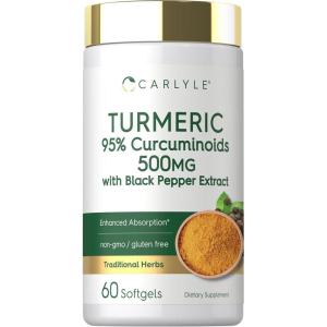 image:imageCarlyle Turmeric Curcumin Supplement 500mg  60 Softgels  with Black Pepper Extract  95 Curcuminoids  NonGMO Gluten Free