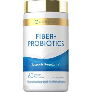 image:imageCarlyle Fiber and Probiotic Supplement  60 Capsules  14 Strains  Supports Regularity for Men and Women  Vegan NonGMO Gluten Free