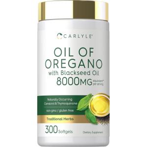 image:imageCarlyle Oil of Oregano with Black Seed Oil  300 Softgel Capsules  Naturally Occurring Carvacrol amp Thymoquinone Pills  NonGMO Gluten Free Supplement