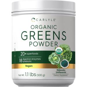 image:imageCarlyle Organic Greens Powder  176 oz Supplement  Relieves Occasional Gas discomfort amp Bloating  with 20 Superfoods 18 Digestive Enzymes and Prebiotics  Vegan NonGMO and Gluten Free