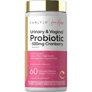 image:imageCarlyle Urinary and Vaginal Probiotic for Women  60 Capsules  with Cranberry  Supports Healthy Urinary Tract Vaginal pH Yeast Balance Vaginal Flora  Vegan NonGMO and Gluten Free  for Her