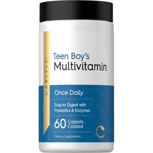 image:imageCarlyle Teen Multivitamin for Boys  60 Caplets  Once Daily  Easy to Digest with Probiotics amp Enzymes  with Iron  NonGMO Gluten Free