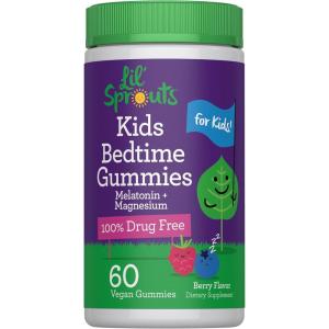 image:imageLil Sprouts Kids Melatonin amp Magnesium  Bedtime Gummies  60 Count  Berry Flavor  100 Drug Free  NonGMO and Gluten Free