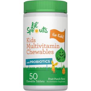 image:imageLil Sprouts Kids Multivitamin with Probiotics  50 Chewable Tablets  Fruit Punch Flavor  NonGMO and Gluten Free