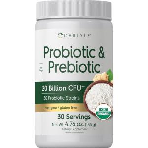 image:imageCarlyle Probiotic and Prebiotic Powder  20 Billion CFU  476 oz  Organic Fiber Blend  for Women and Men  Vegetarian NonGMO Gluten Free Supplement