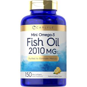 image:imageCarlyle Mini Fish Oil Softgels  2010 mg  150 Omega3 Pills  with EPA amp DHA  NonGMO amp Gluten Free Supplement150 Count Pack of 1