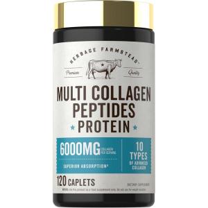image:imageCarlyle Multi Collagen Peptides 6000mg  120 Caplets  10 Types of Advanced Collagen with Protein  NonGMO Gluten Free Supplement  by Herbage Farmstead