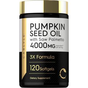 image:imageCarlyle Pumpkin Seed Oil with Saw Palmetto 4000 Mg  120 Softgel Capsules  for Men amp Women  3X Formula with Biotin  NonGMO Gluten Free Supplement