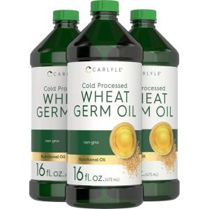 image:imageCarlyle Wheat Germ Oil  48 fl oz 16 fl oz Triple Pack  Cold Processed  Vegetarian NonGMO Nutritional Oil
