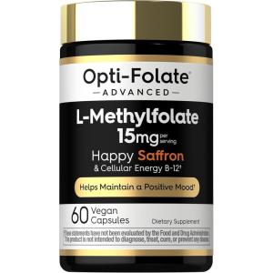 image:imageCarlyle L Methylfolate 15mg  60 Capsules  with Methyl B12 amp Saffron  Vegan NonGMO Gluten Free Supplement  by OptiFolate