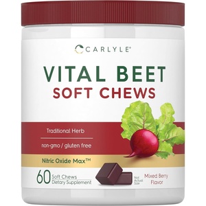 image:imageCarlyle Beet Root Soft Chews  500mg  60 Count  Mixed Berry Flavor  with Nitric Oxide  for Men amp Women  NonGMO Gluten Free Supplement