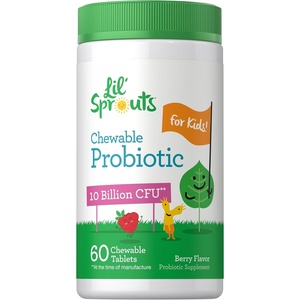 image:imageCarlyle Probiotic for Kids  60 Chewable Tablets  Berry Flavor Supplement  10 Billion CFU  Vegan NonGMO amp Gluten Free  by Lil Sprouts